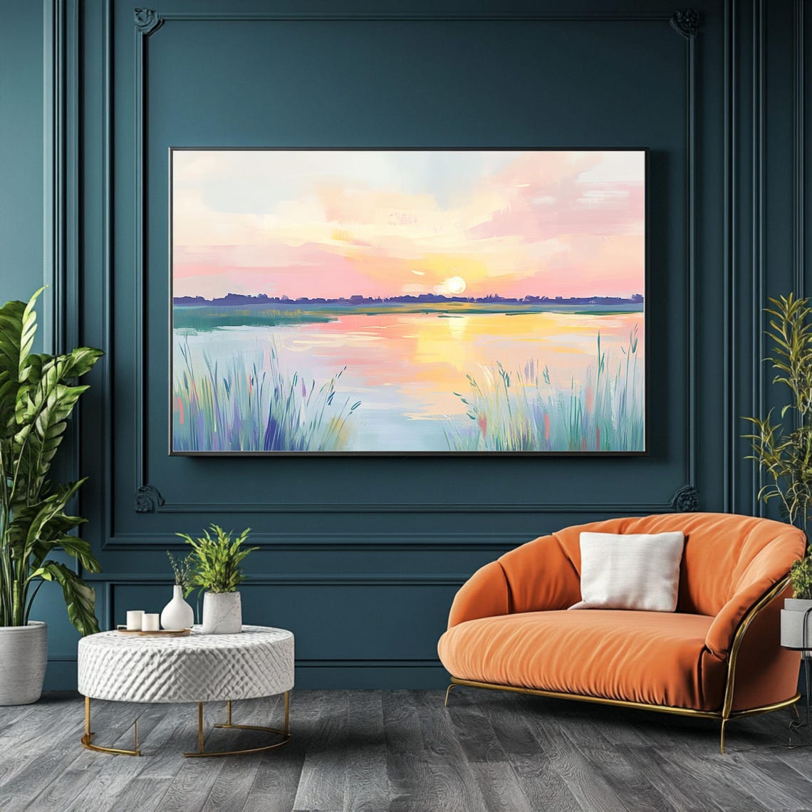 Decorative Sunset Landscape Print Tranquillity Lake Wall Arts Peaceful Nature Scene Modernful Waterscape Decor Abstract Artful Art - Image 5
