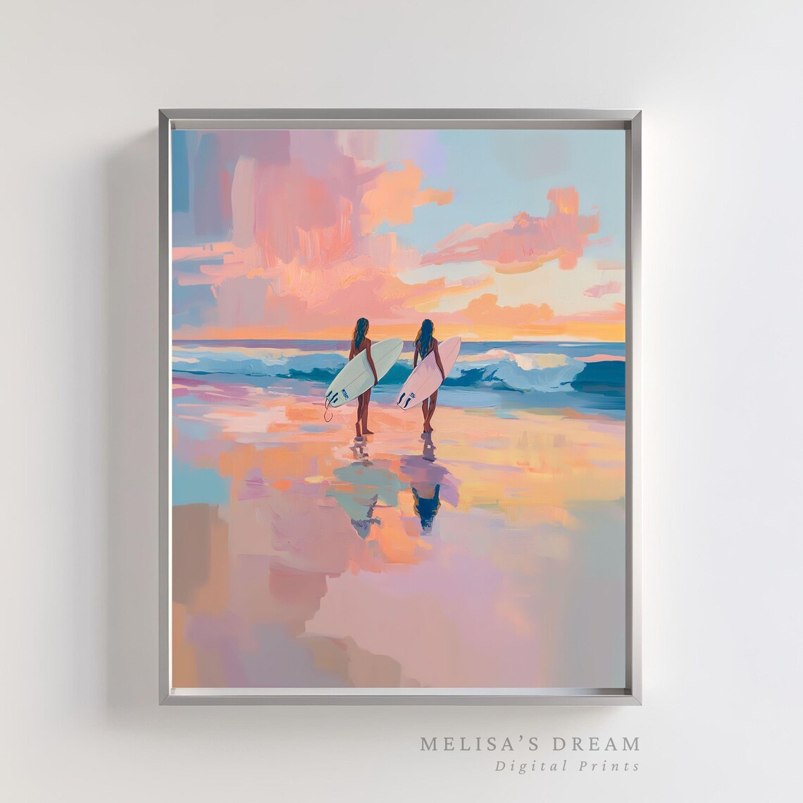 Surfer Girl Beach Art Print, Coastal Summer Decor