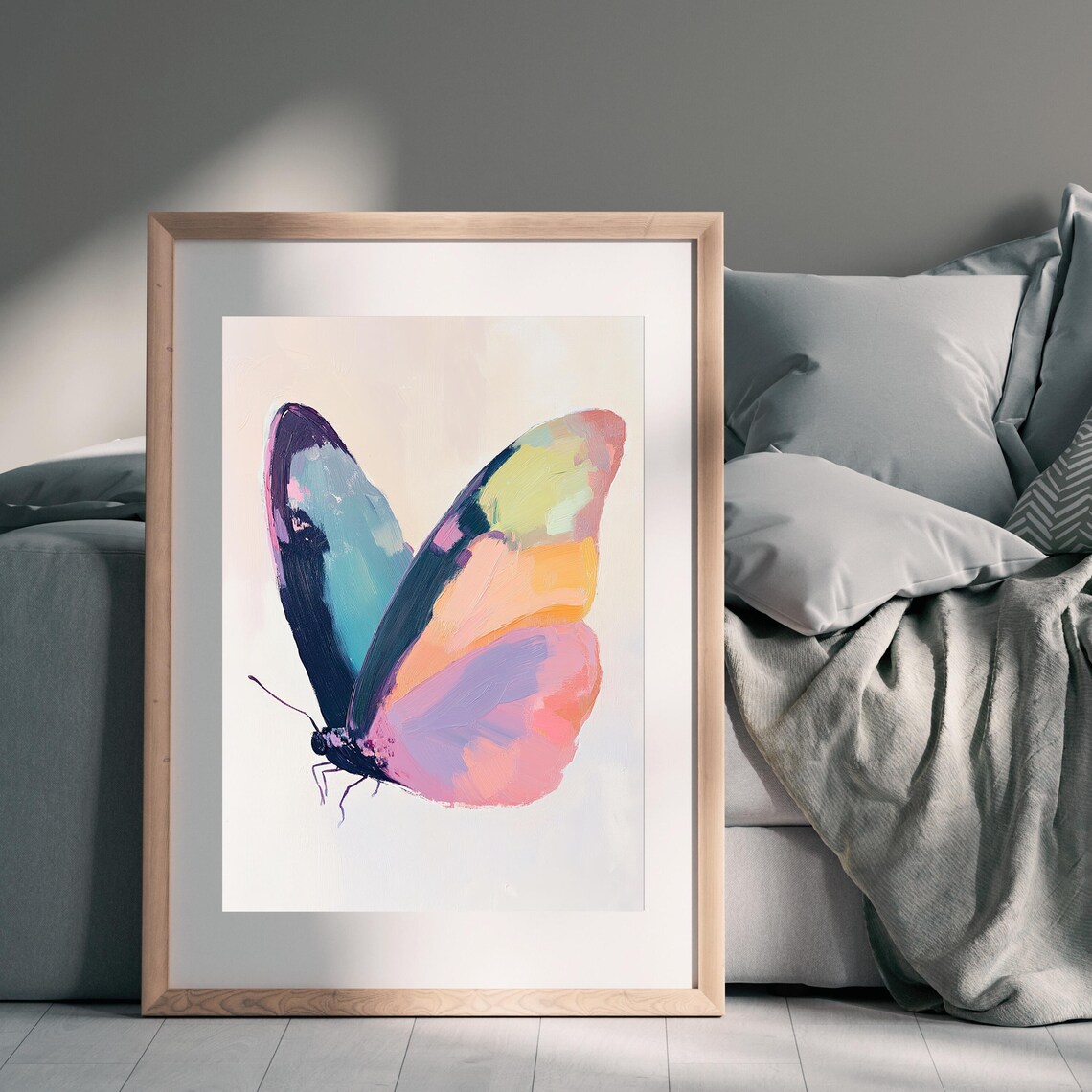 Pastel Butterfly Art Print, Abstract Modern Decor - Image 2