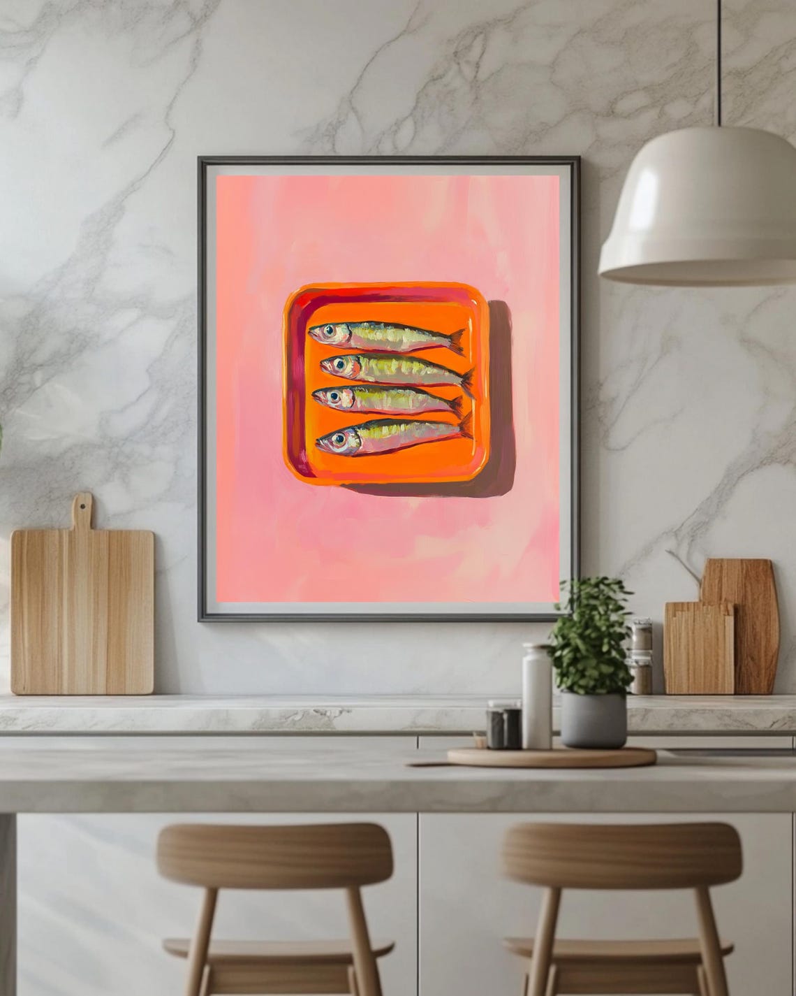 Sardine Poster Print, Retro Portuguese Kitchen Decor