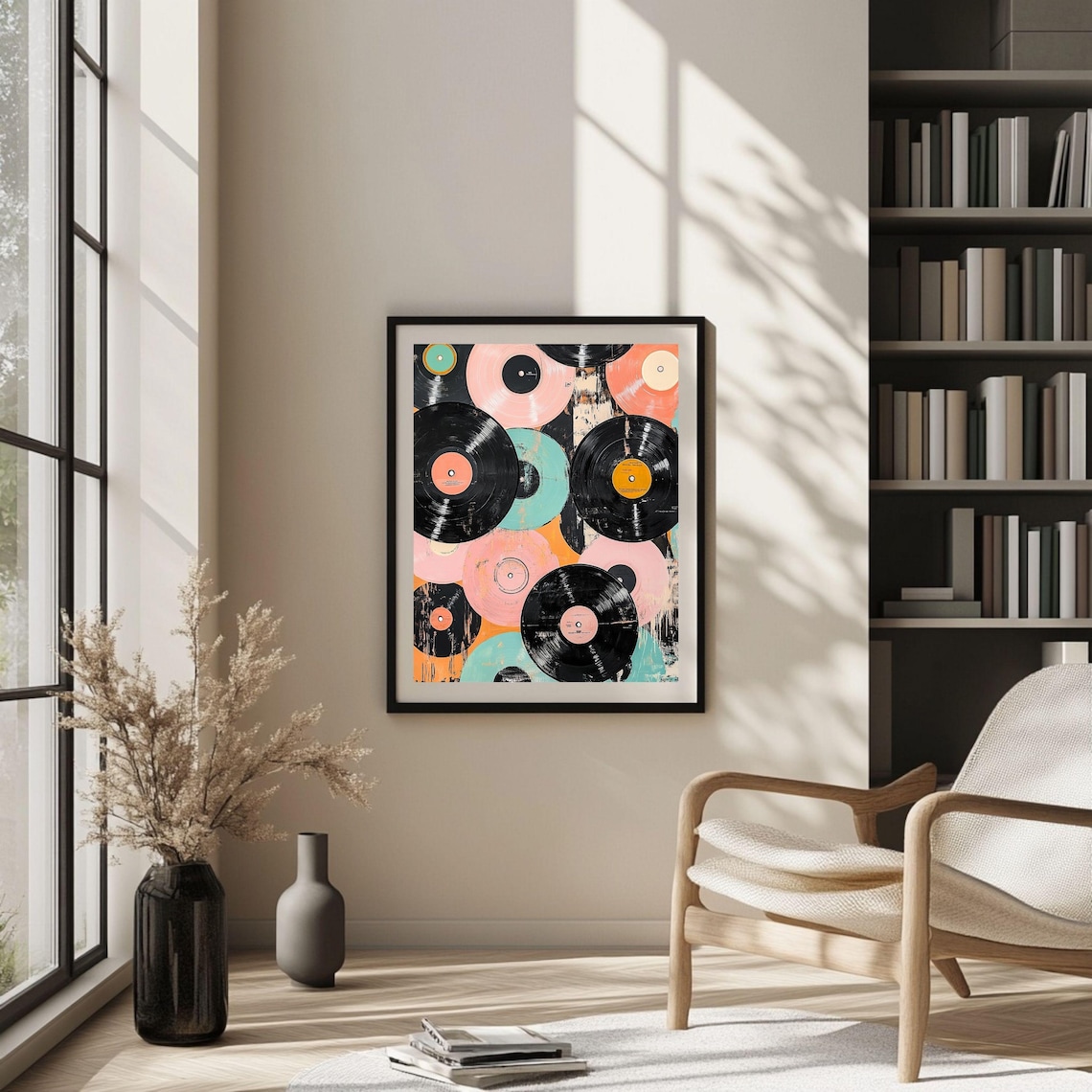 Retro Vinyl Record Art Print, Vintage Music Decor