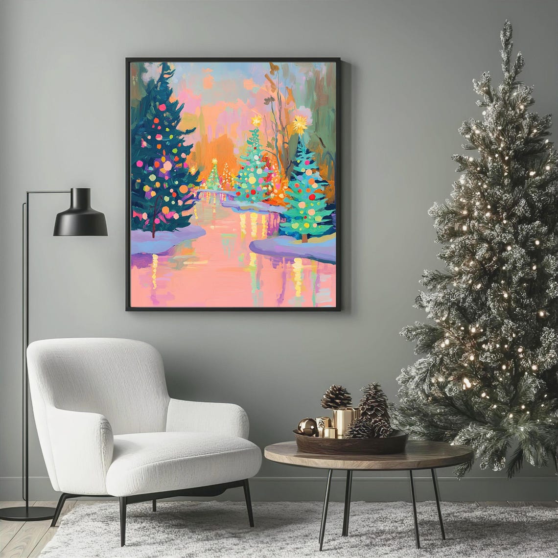 Christmas Tree Art Print, Festive Holiday Forest - Image 5