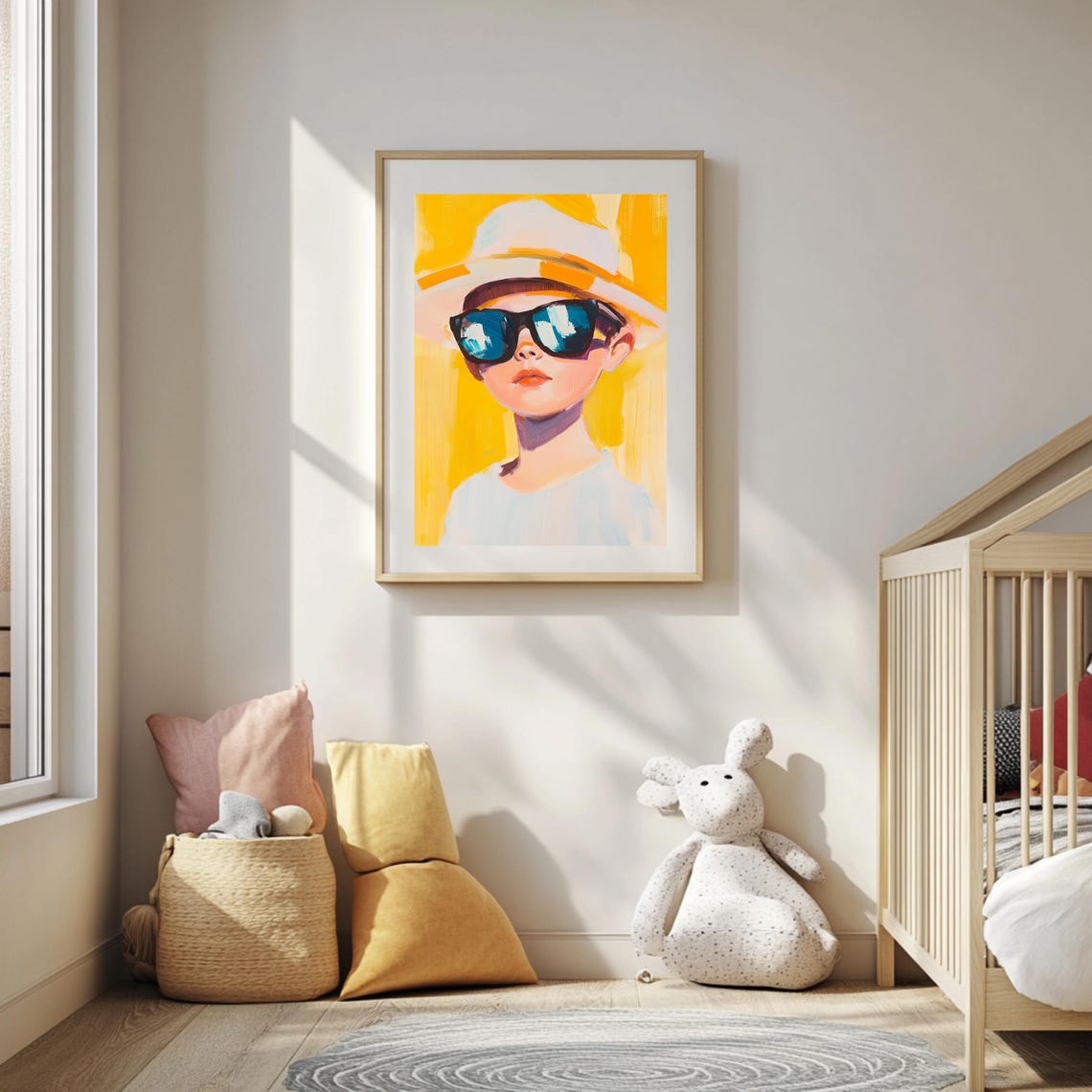 Cool Kid In Sunglasses And Hat Sunny Yellow Pop Style Art Poster - Image 2