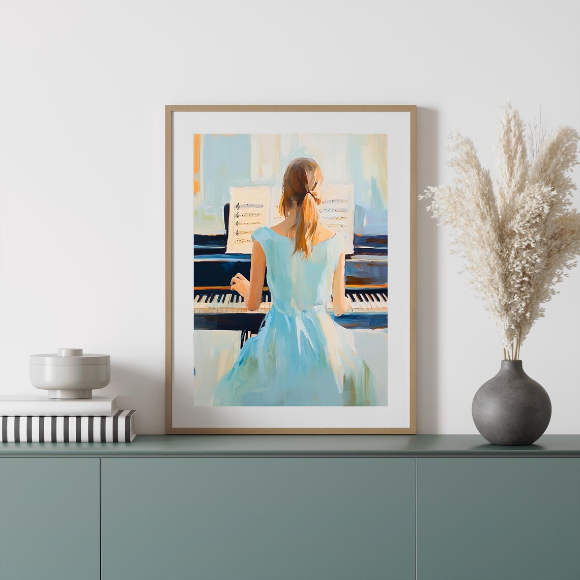 Elegant Piano Art Decor, Woman Playing Piano Portrait - Image 4