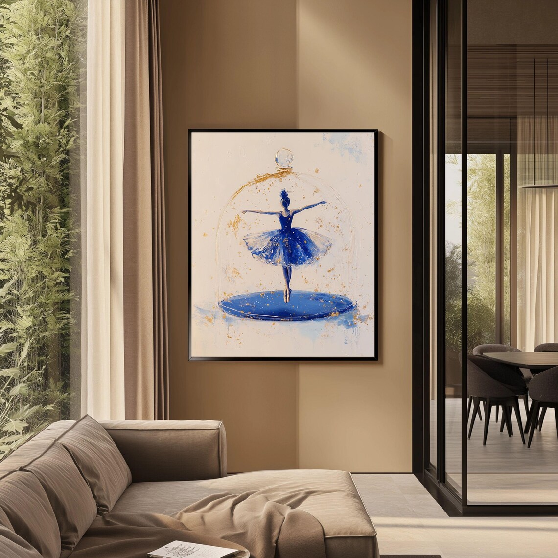 Blue Ballerina Art Print, Elegant Ballet Dancer - Image 3