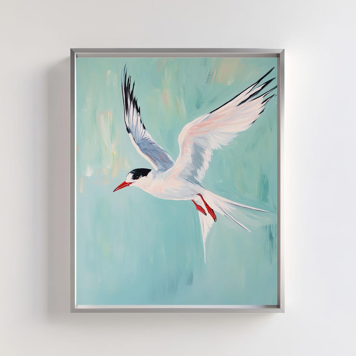 Flying Seabird With Spread Wings Coastal Wildlife Art Poster