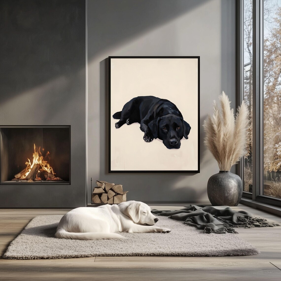 Black Labrador Wall Art Print, Minimalist Dog Portrait - Image 3