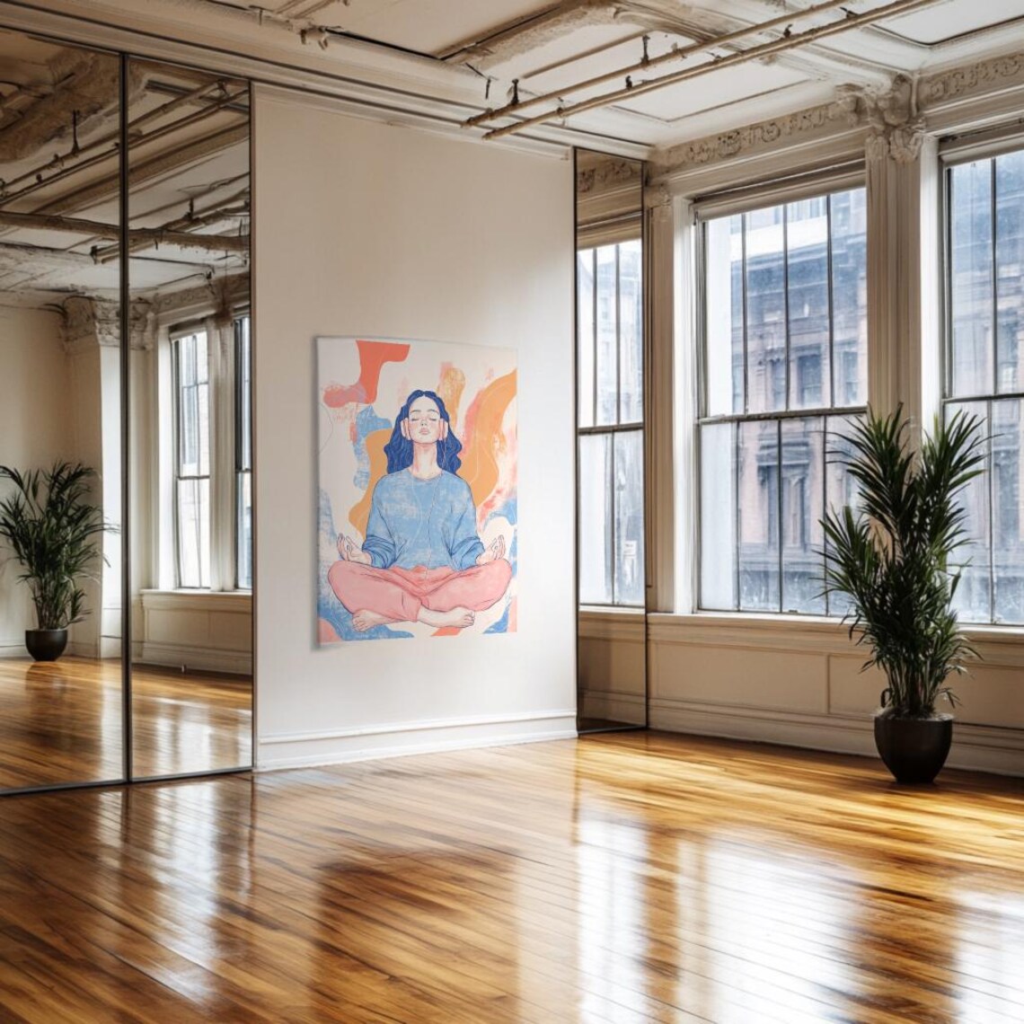 Yoga Girl Wall Art, Meditating Woman Poster - Image 2