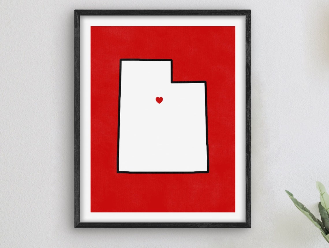 Salt Lake City Utah Heart Map College Town Graduation Gift Poster