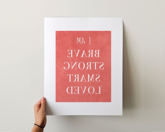Mirror Art Affirmation Poster Readable In Positive Reversed Quote Message Self Care Gift