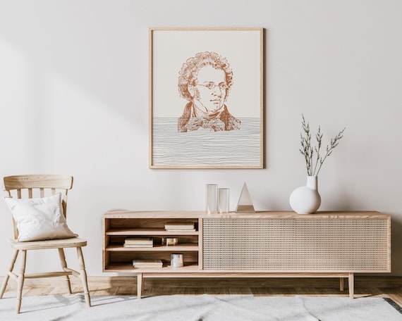 Franz Schubert Etched Portrait Glasses Classical Composer Poster