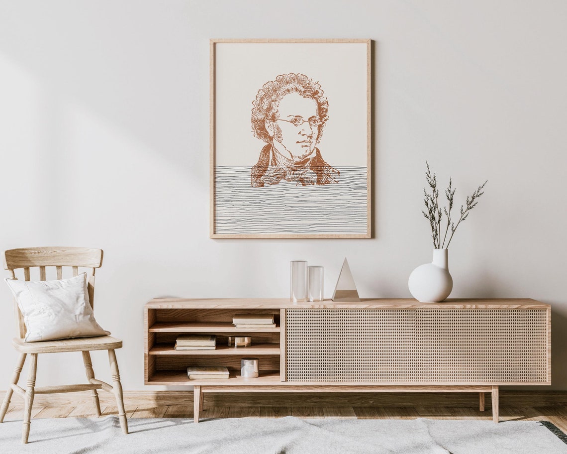 Franz Schubert Etched Portrait Glasses Classical Composer Poster