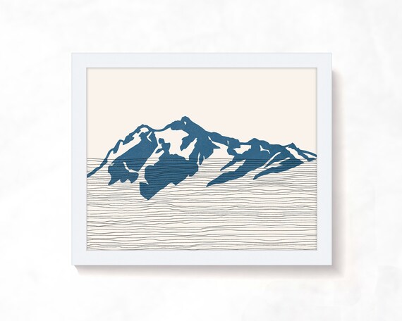 Mount Shuksan Minimalist Mountain Outline North Cascades Poster