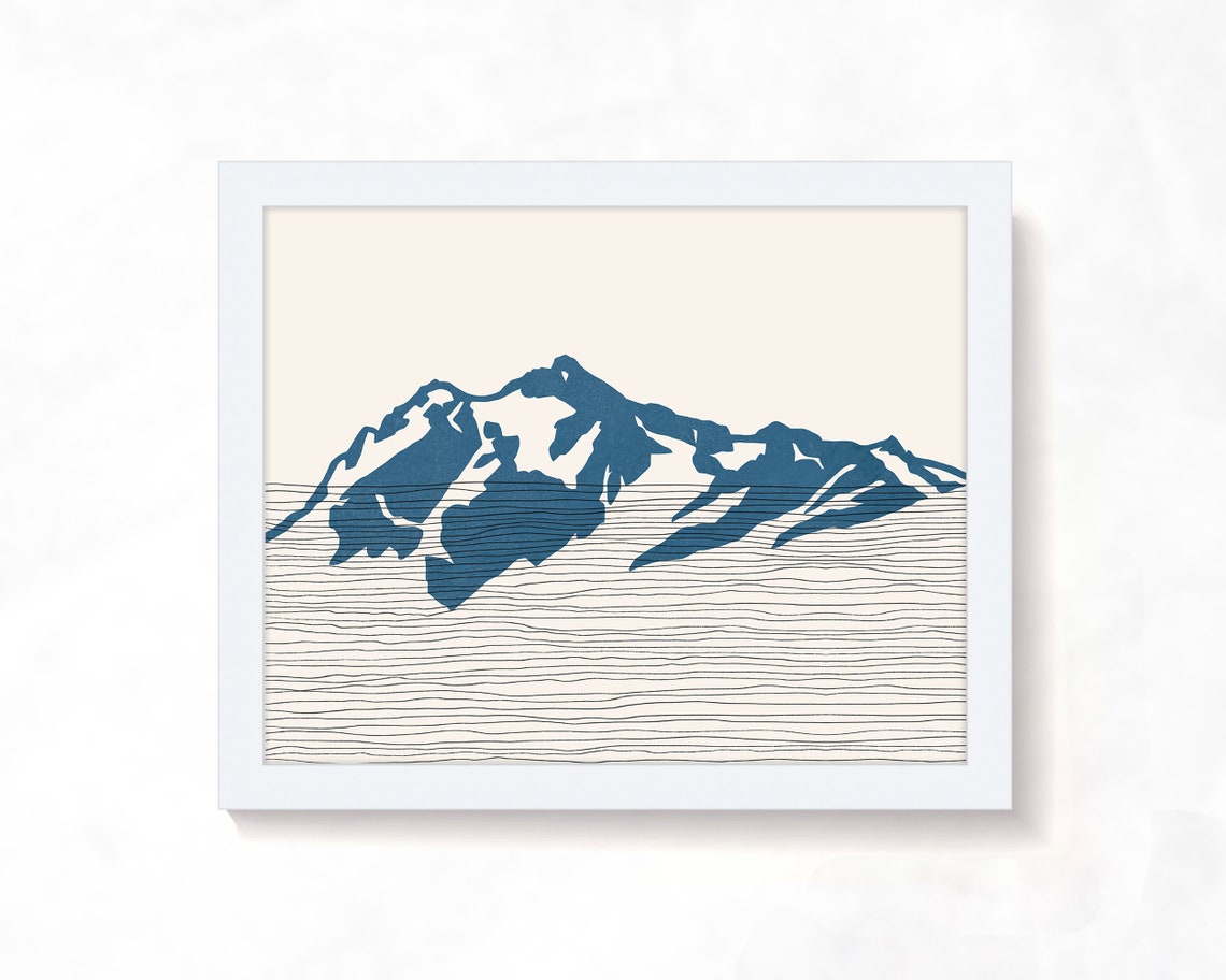 Mount Shuksan Minimalist Mountain Outline North Cascades Poster