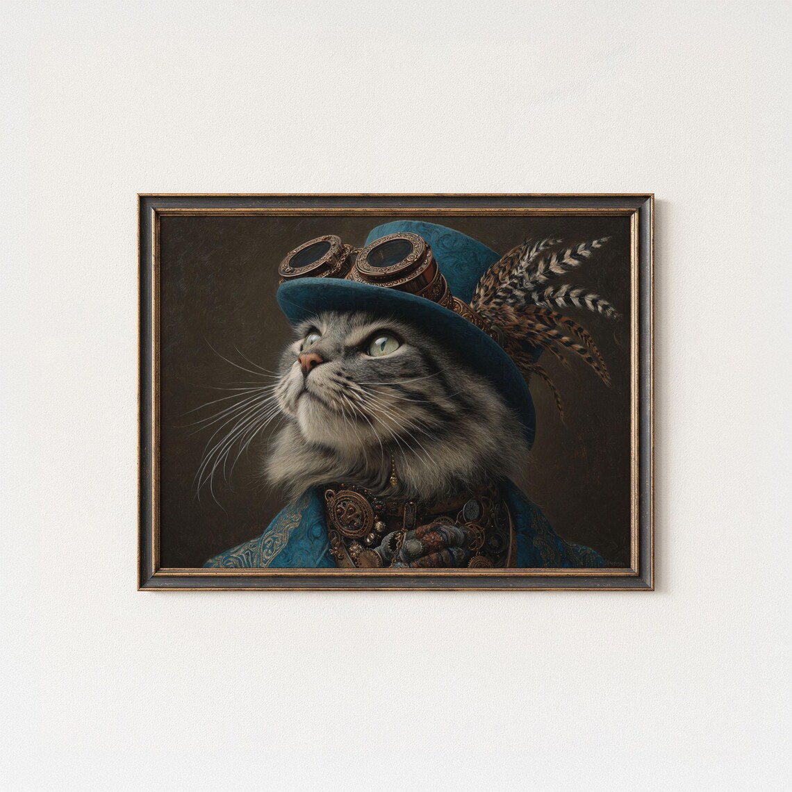 Steampunk Cat Art Print, Victorian Portrait