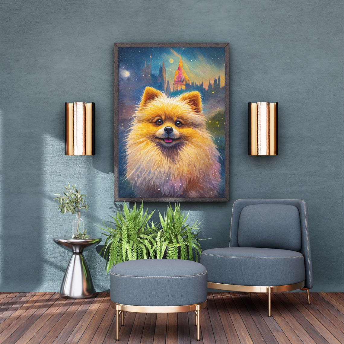 Magical Pomeranian Print Fantasy Castle Dog Portrait Starry Night Art Pom Dog Gift Pet Portrait Spiritual Dog Decor Pet Memorial Art - Image 5
