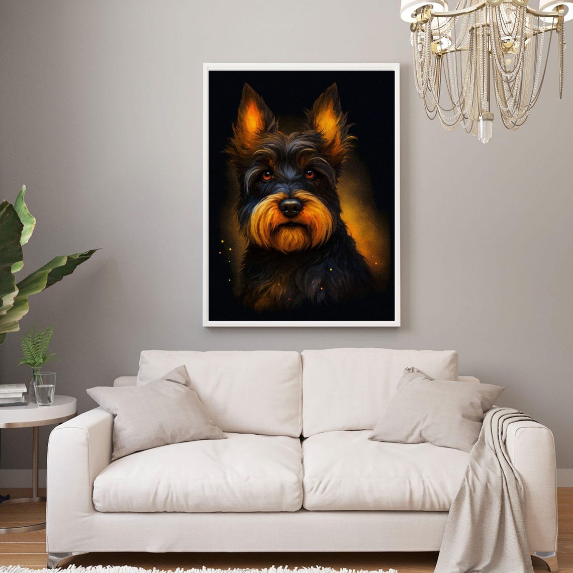 Scottish Terrier Puppy Golden Black Dramatic Dog Portrait Art Poster - Image 4