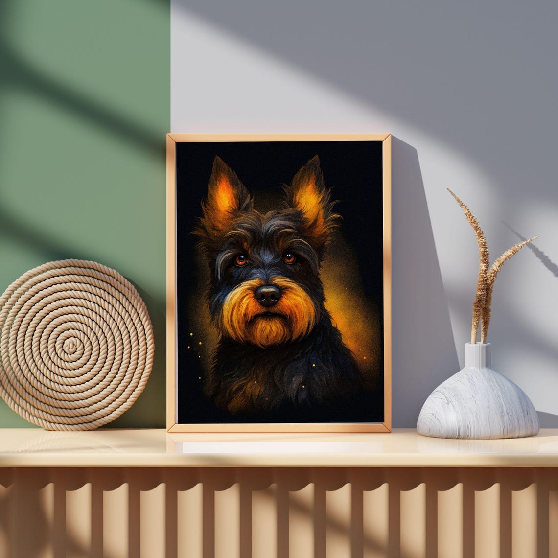 Scottish Terrier Puppy Golden Black Dramatic Dog Portrait Art Poster - Image 7