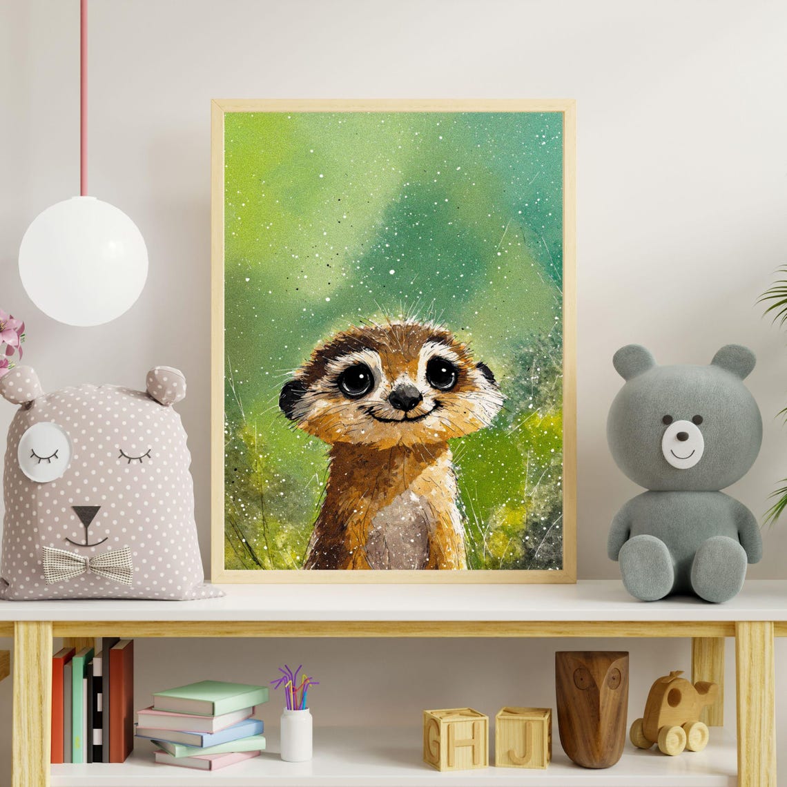 Cute Meerkat Framed Art Print Kids Room Decor African Animal Wall Art Nursery Art Baby Shower Gift Savannah Animal Painting - Image 6