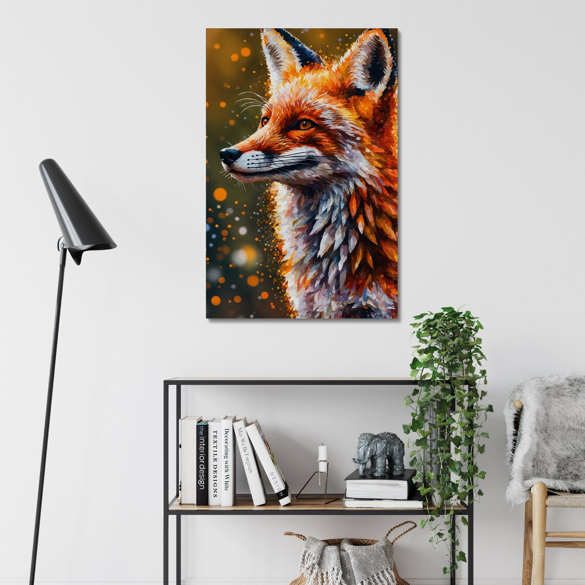 Red Fox Profile Portrait Golden Bokeh Warm Speckle Wildlife Art Poster - Image 3