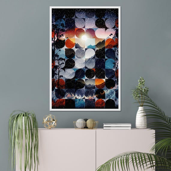 Colorful Abstract Landscape Art Print Geometric Nature Scenary Modern Wall Decor Contemporary Art Unique Gift Idea 8x10 24x36