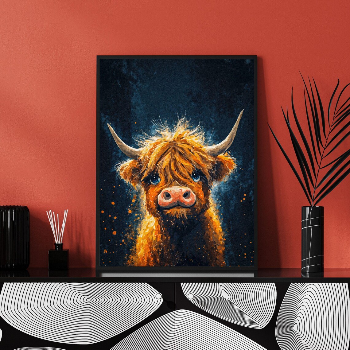 Baby Highland Cow Art Print, Nursery Decor