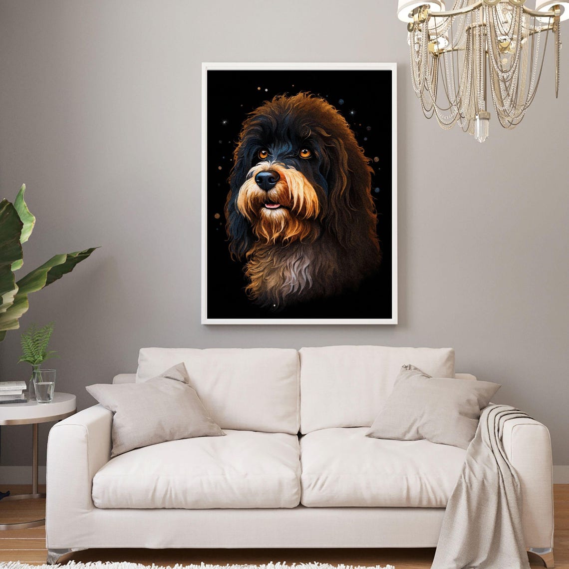 Portuguese Water Dog Portrait Print Dog Wall Decor Portie Pet Memorial Gift Black Curly Haired Dog Painting Nursery Decor Dog Mom Gift - Image 3