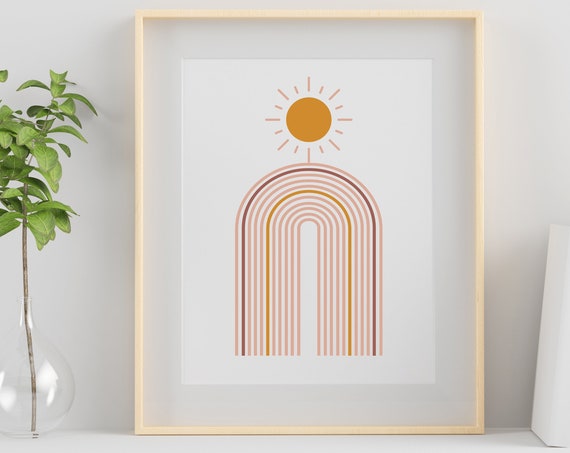 Abstract Rainbow Art Print Boho Home Decor Minimalist Wall Art Neutral Wall Art Art Art