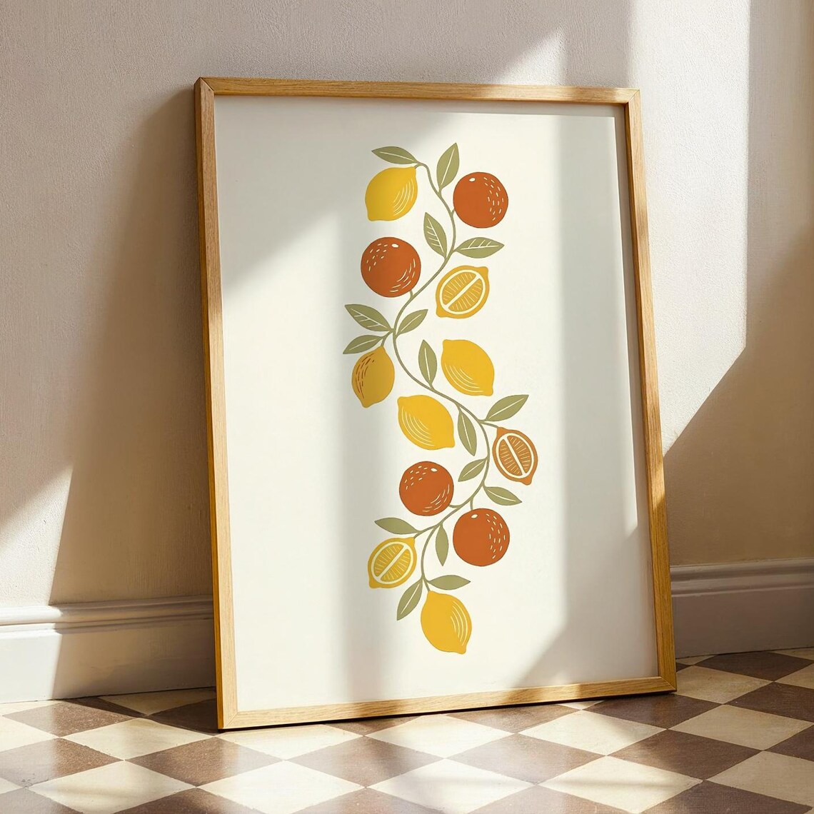Minimalist Citrus Print, Mediterranean Kitchen Decor