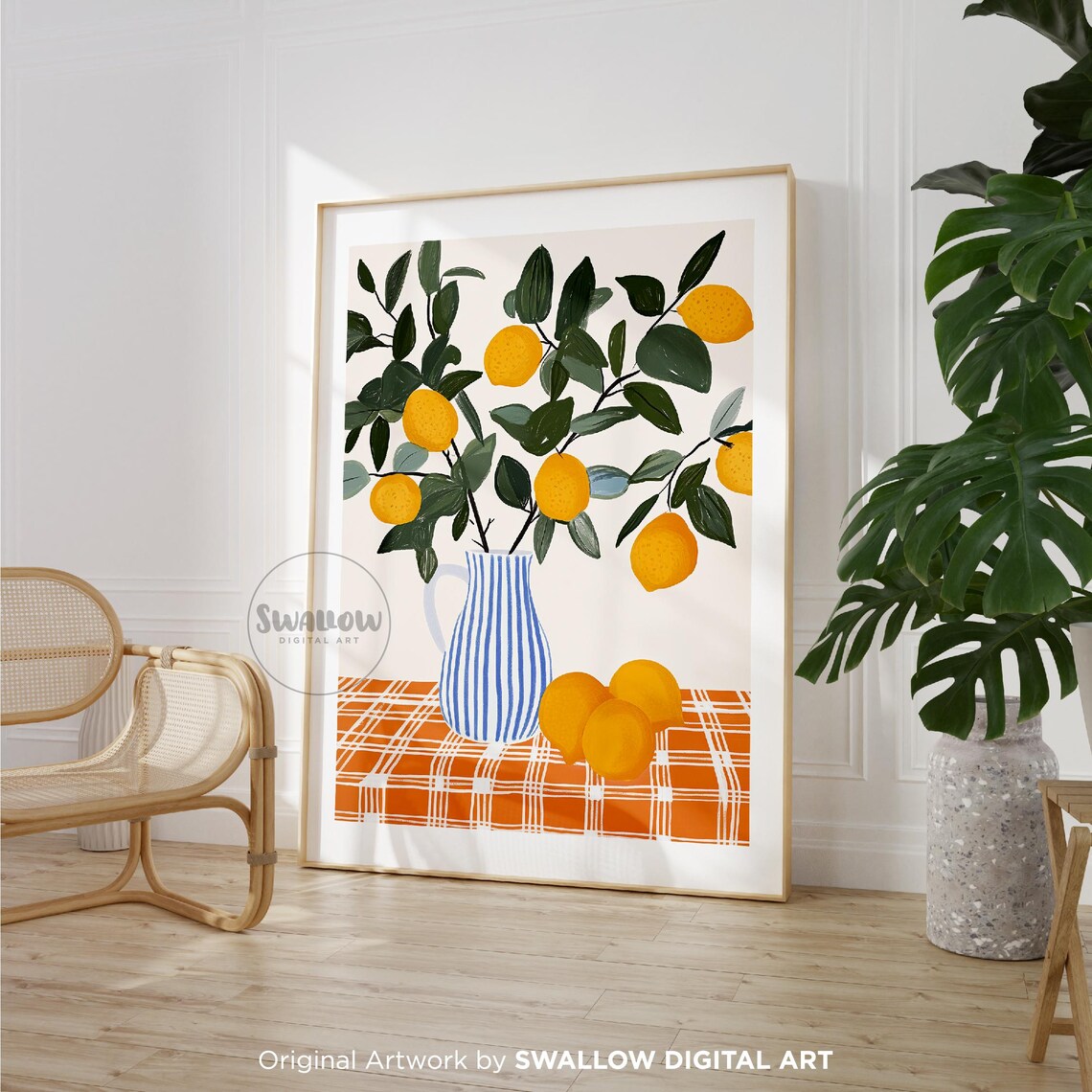 Boho Kitchen Decor Lemon Art Print Kitchen Wall Art Citrus Print Fruit Market Print Kitchen Art - Image 3