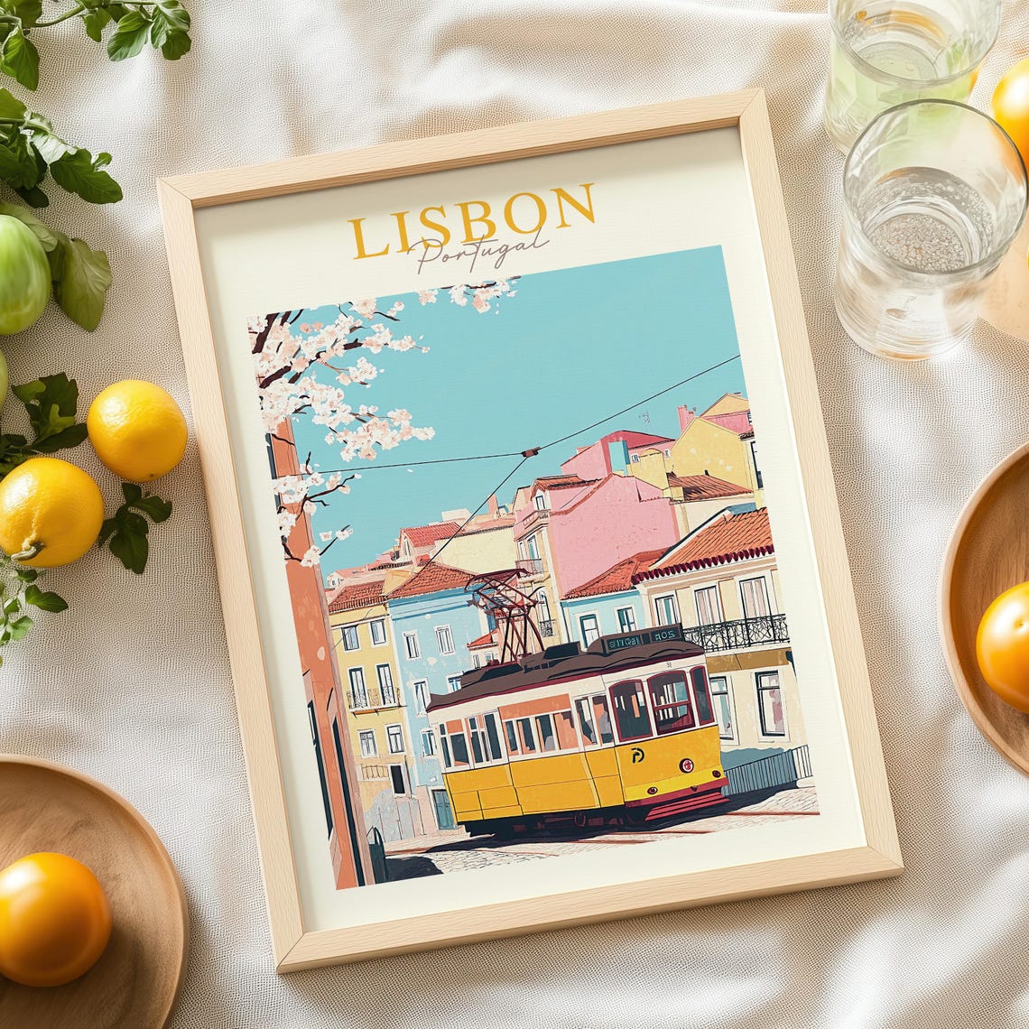 Portugal Lisbon Wall Art Lisbon Prints Lisbon City Landscape Travel Poster Portugal Poster Lisbon Illustration - Image 4
