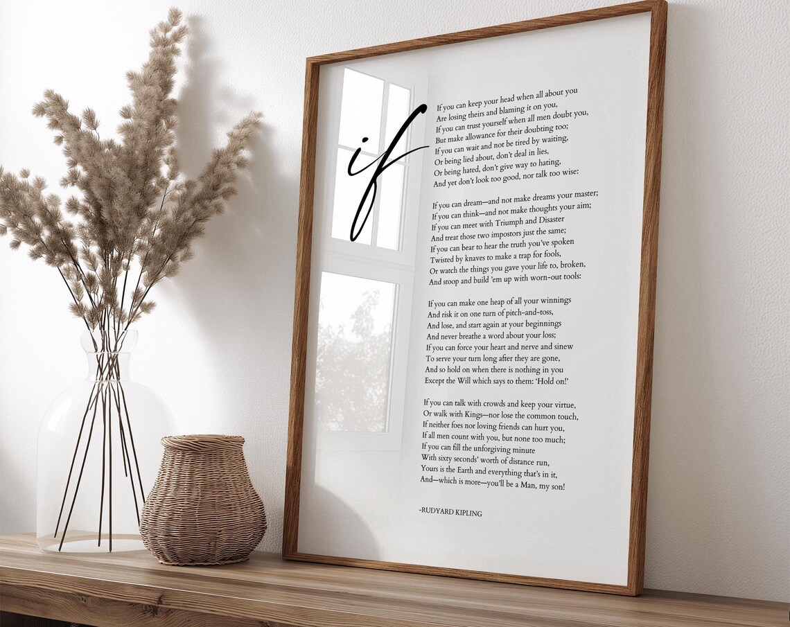 Rudyard Kipling If Poetry Print, Office Decor