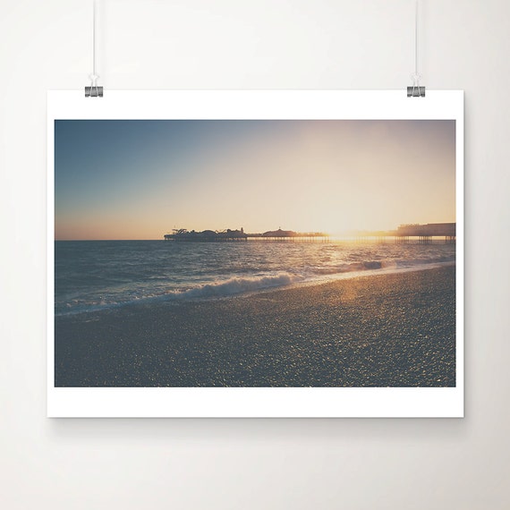 Beach Photograph English Ocean Print Pier Wanderlust Art Sunset