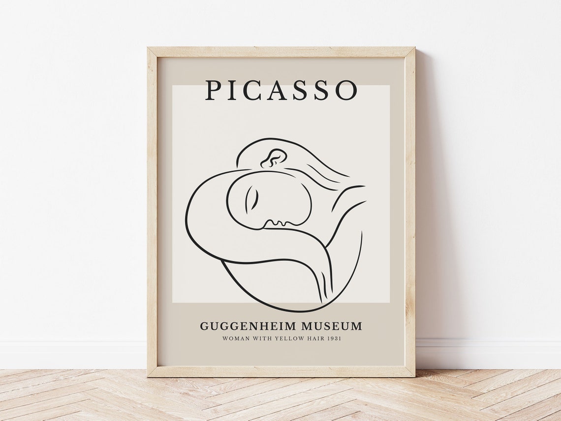 Pablo Picasso Poster Sleeping Woman Line Drawing Guggenheim 1931 Art
