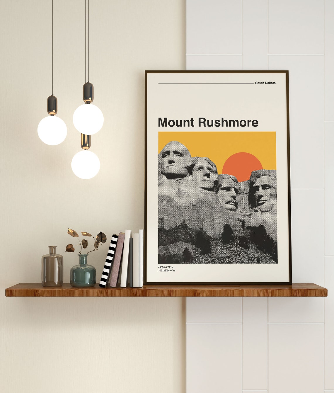 Mount Rushmore South Dakota Retro Sunset Mid Century Modern Poster - Image 3