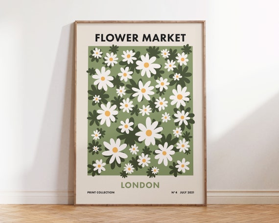Flower Market London Green Ditsy Print Art Poster