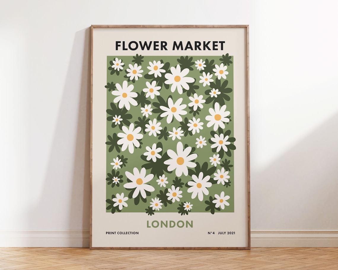 Flower Market Poster, Retro Botanical Art Print