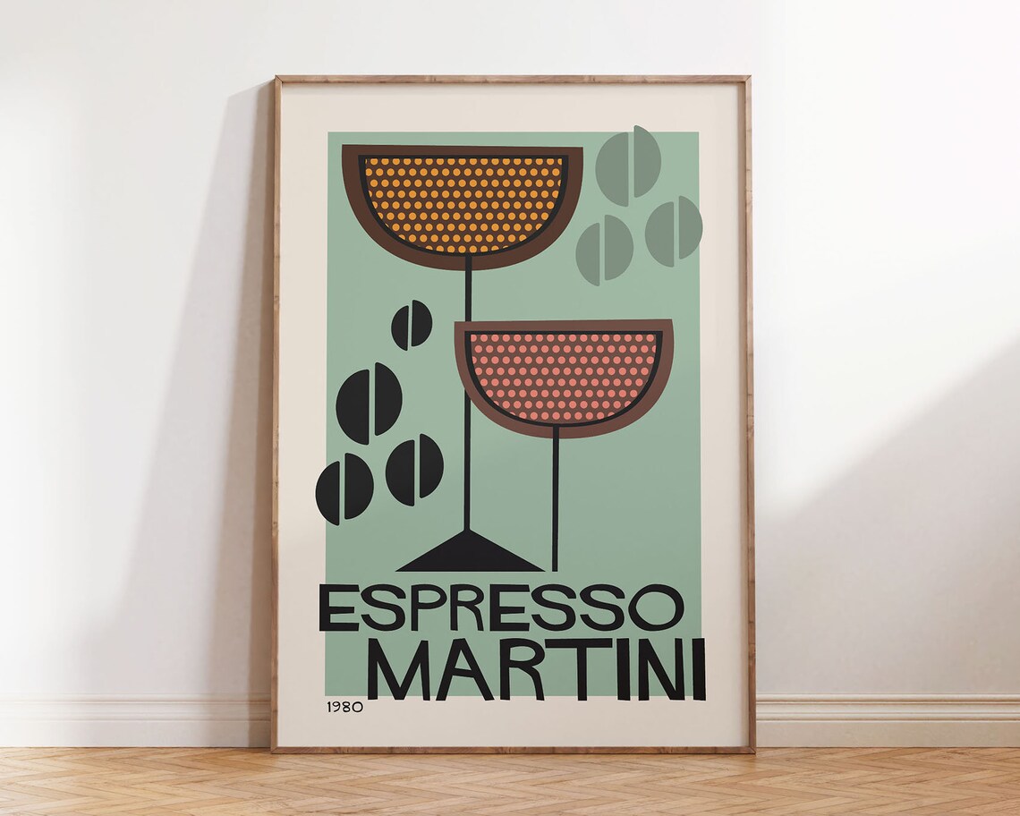 Espresso Martini Retro Mid-Century Bar Art Print