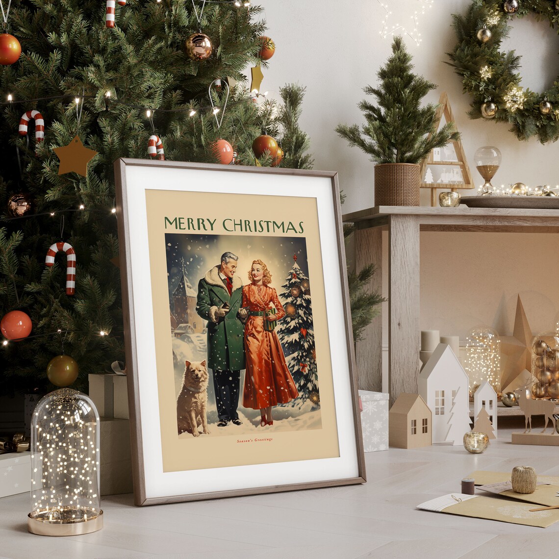 Vintage Christmas Print, Retro Holiday Poster - Image 2