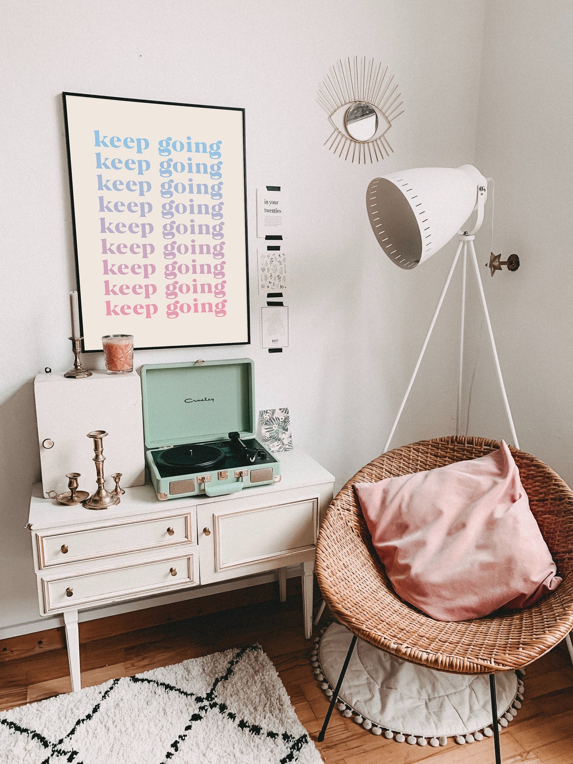 Keep Going Blue Pink Gradient Repeat Typography Motivational Poster - Image 3