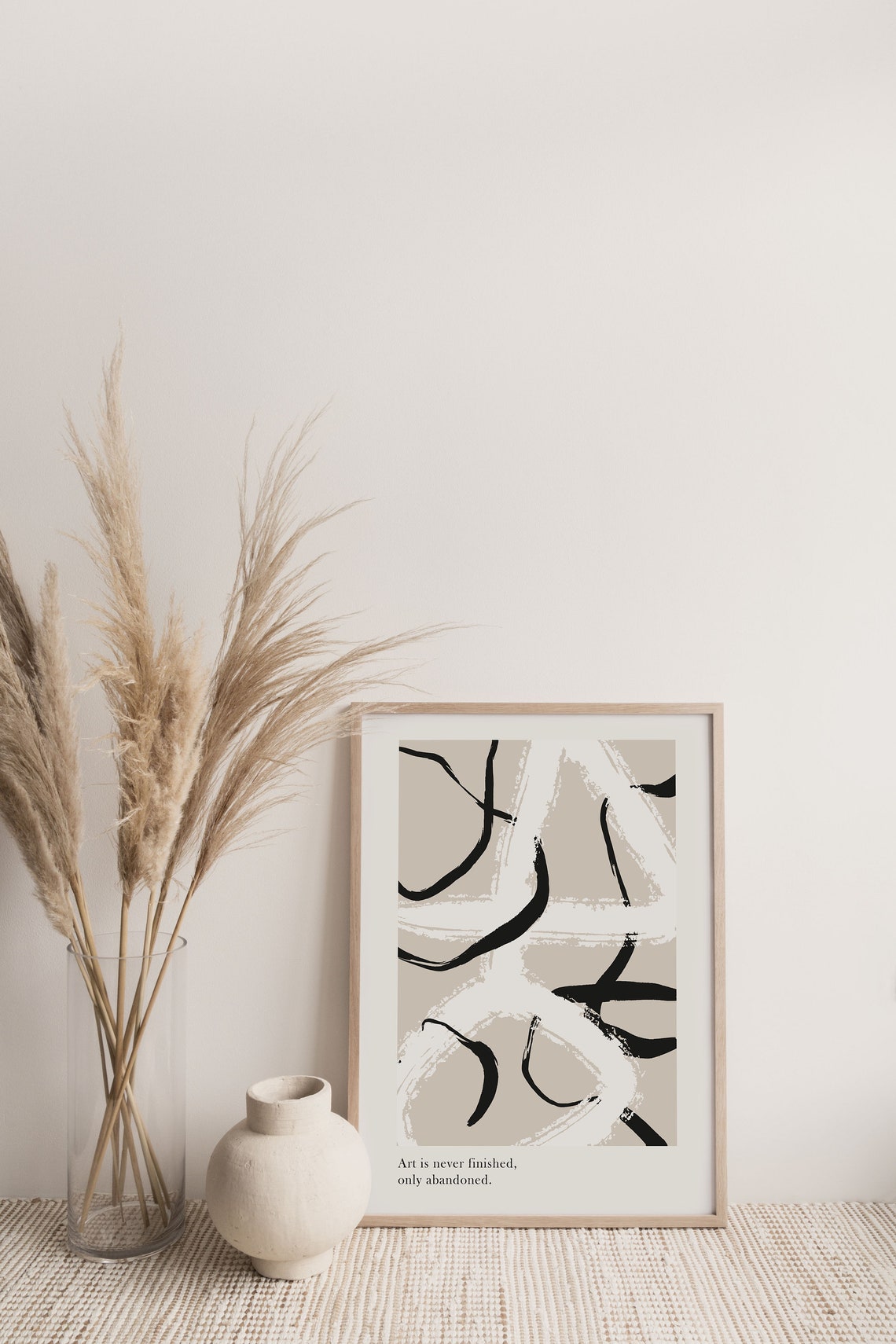 Art Is Never Finished Abstract Ink Quote Brushstroke Wall Print - Image 3