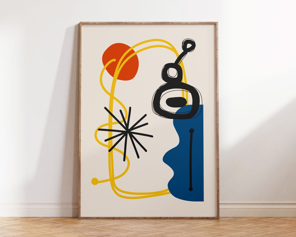 Eclectic Abstract Doodle Line Art Mid Century Modern Wall Art
