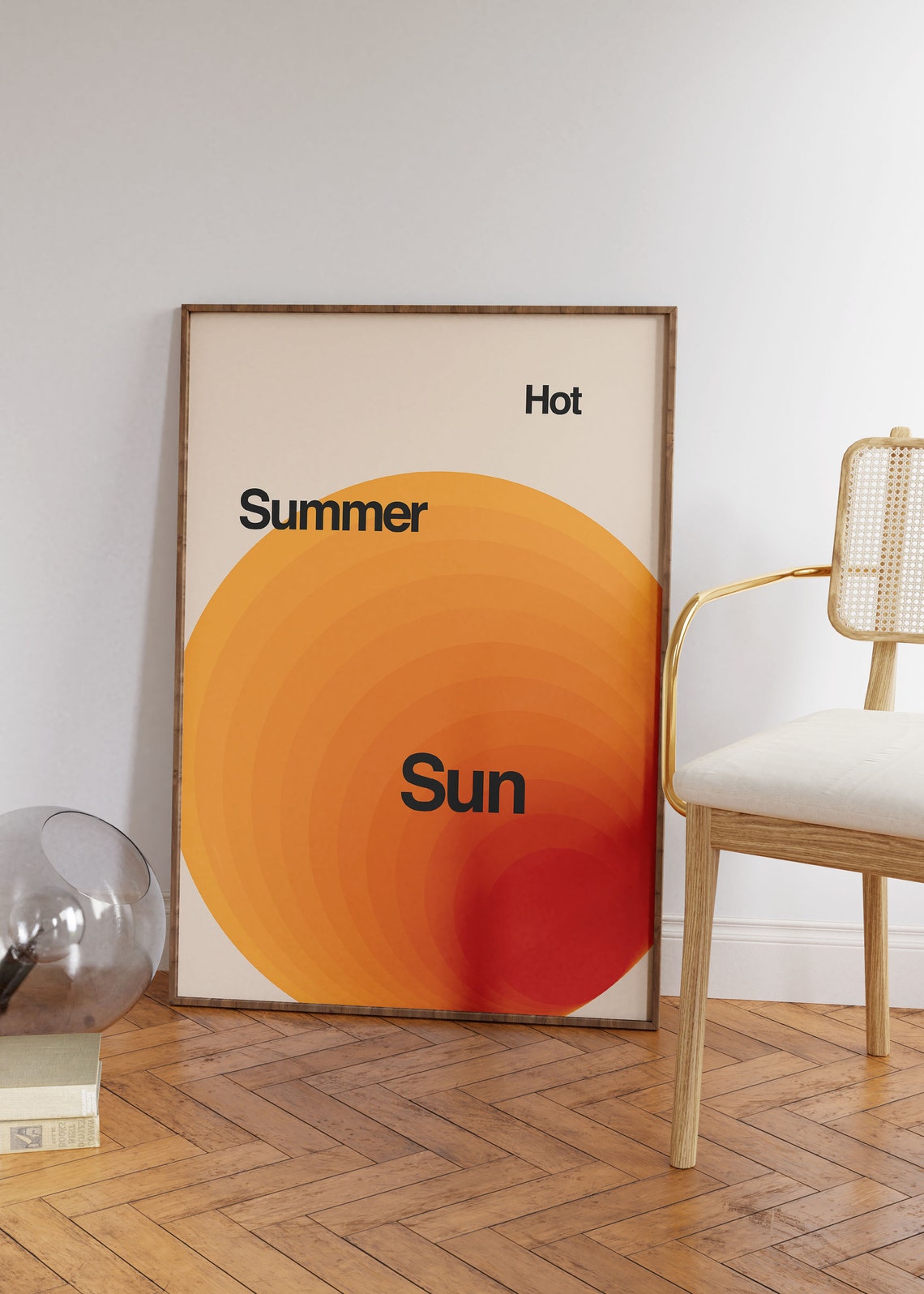 Hot Summer Sun Retro Orange Gradient Minimalist Typography Poster - Image 3