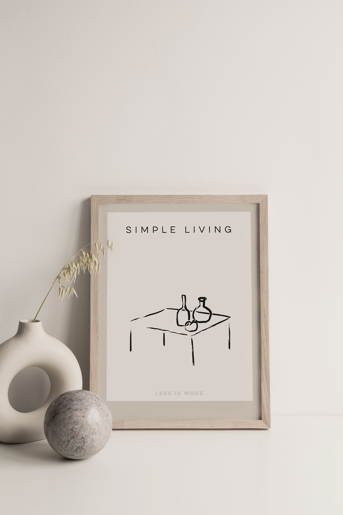 Simple Living Minimalist Ink Line Drawing Bottles Table Wall Print - Image 3