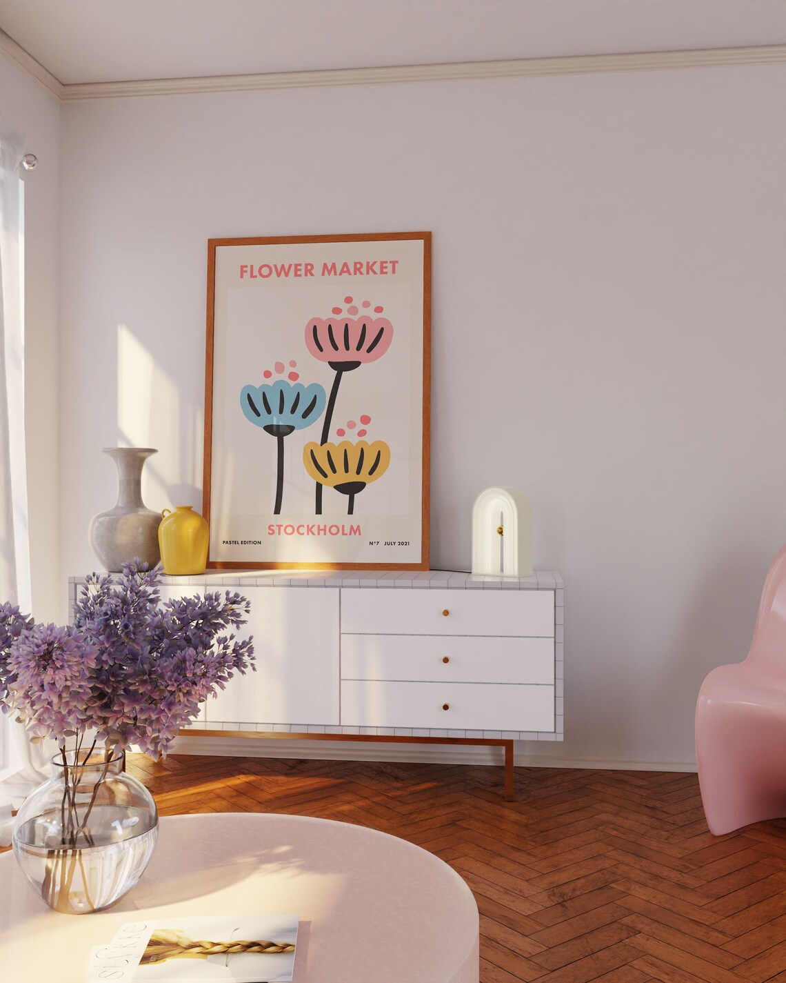 Flower Market Stockholm Pastel Tulip Art Poster No 7 July 2021 - Image 3
