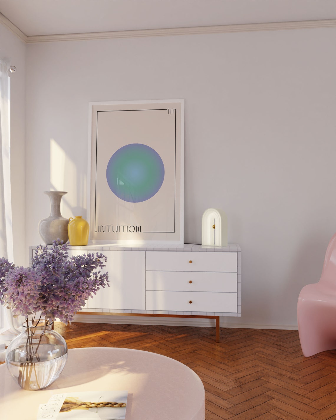 Angel Number 1111 Intuition Blue Gradient Circle Aura Poster - Image 3