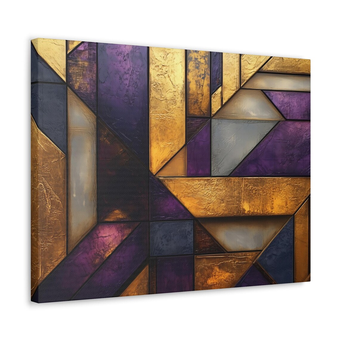 Purple Gold And Silver Geometric Deco Mosaic Fragment Wall Art - Image 3