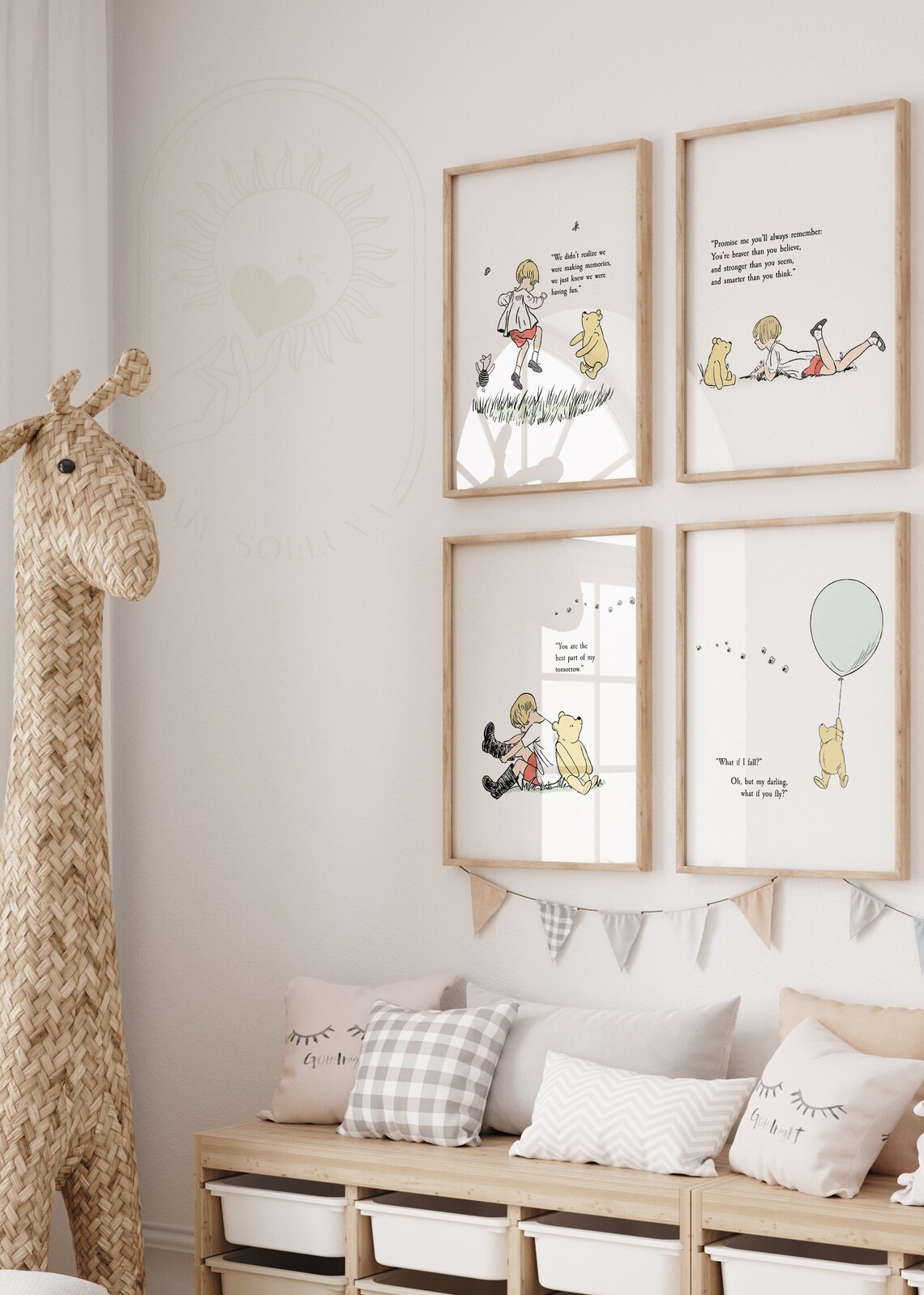 Winnie the Pooh Quote Nursery Christening Art Print - Image 2