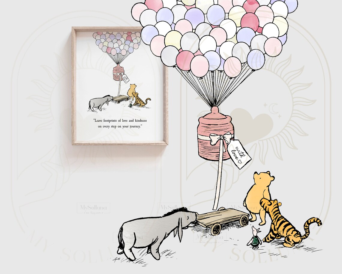 Winnie the Pooh Leave Footprints of Love and Kindness Balloon Poster - Image 2
