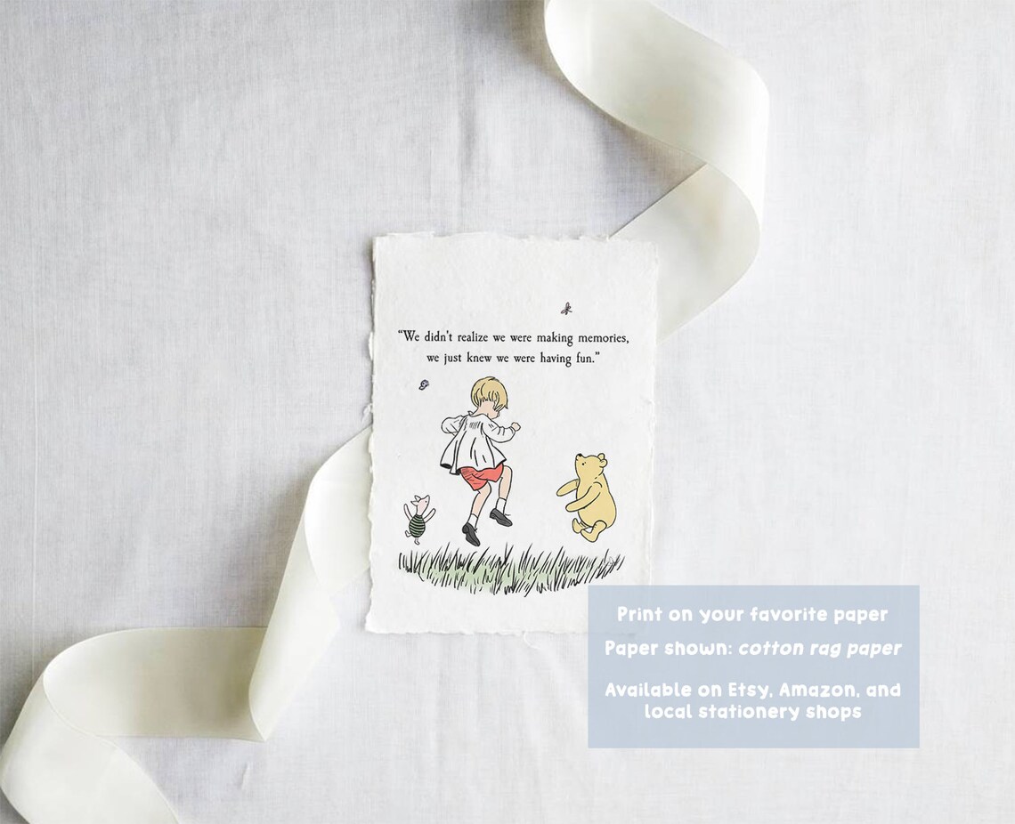 Making Memories Christopher Robin Pooh Piglet Jumping Colored Nursery Poster - Image 3